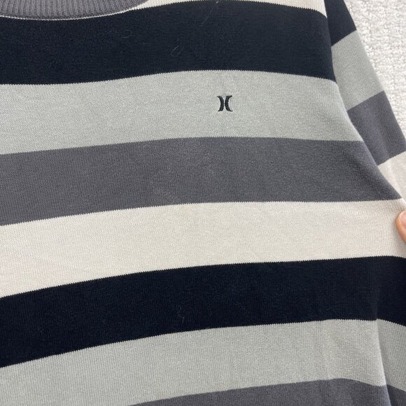 Y2K Hurley Mens Pullover Sweatshirt Long Sleeve Striped Men Sz M Surf Read - Picture 6 of 16